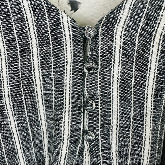 ABOUND LINEN BLEND STRIPE BUTTON FRONT GREY&WHITE CAMISOLE/TANK SIZE (XXL) - Picture 6 of 10